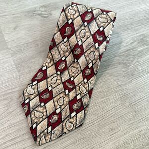 Biella Premier Edition Red & Brown Diamond Drop Print Silk Neck Tie